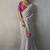 silver silk blend sequince designer border party wear saree