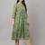 Women's green chiffon lurex floral printed a-line kurta