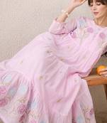 Women floral embroidered thread work floral anarkali kurta