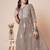 Women muga cotton flared chikankari embroidered kurta