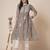 Women muga cotton flared chikankari embroidered kurta