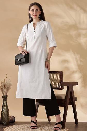 Women mandarin collar cotton kurta