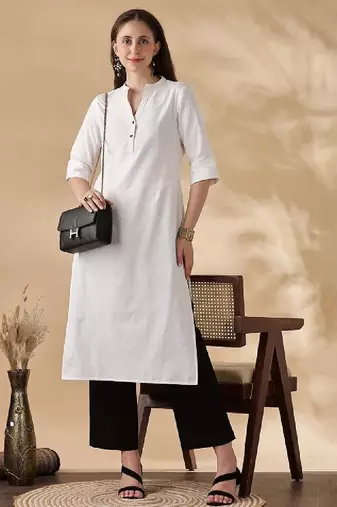 Women mandarin collar cotton kurta