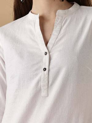 Women mandarin collar cotton kurta 3