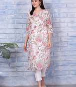 Floral printed notch neck straight kurta