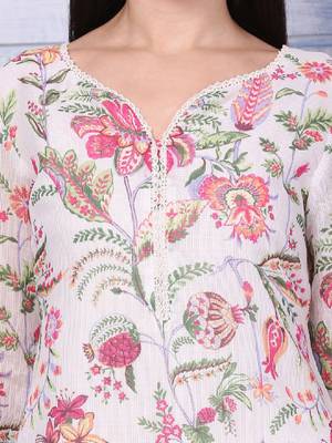 Floral printed notch neck straight kurta 2