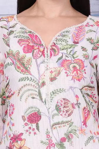 Floral printed notch neck straight kurta