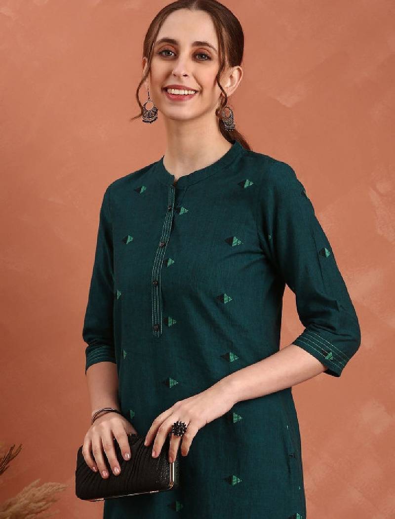 Women geometric printed daily pure cotton a-line kurta