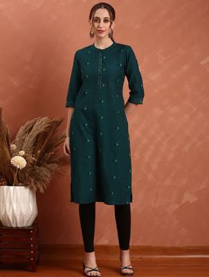 Women geometric printed daily pure cotton a-line kurta 2