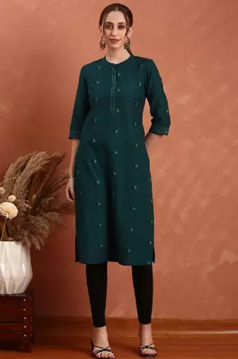 Women geometric printed daily pure cotton a-line kurta