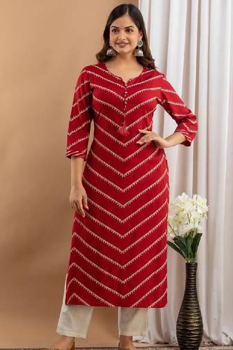Women maroon viscose rayon kurtas