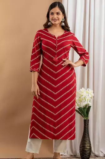 Women maroon viscose rayon kurtas