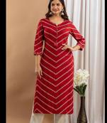 Women maroon viscose rayon kurtas