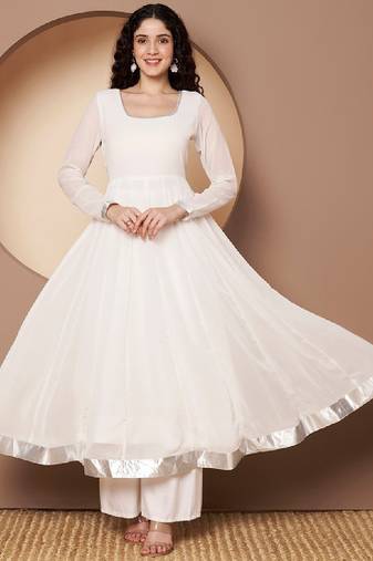 Women solid festive anarkali kurta