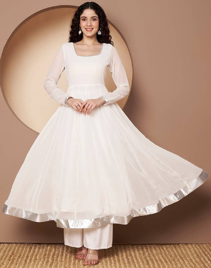Women solid festive anarkali kurta