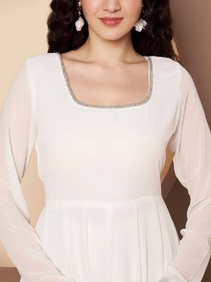 Women solid festive anarkali kurta 2