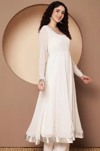 Women solid festive anarkali kurta