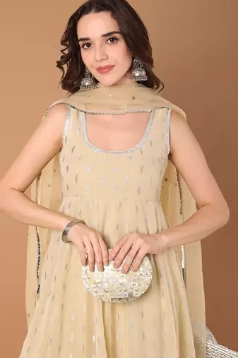 Women ethnic motifs embroidered festive anarkali kurta with dupatta