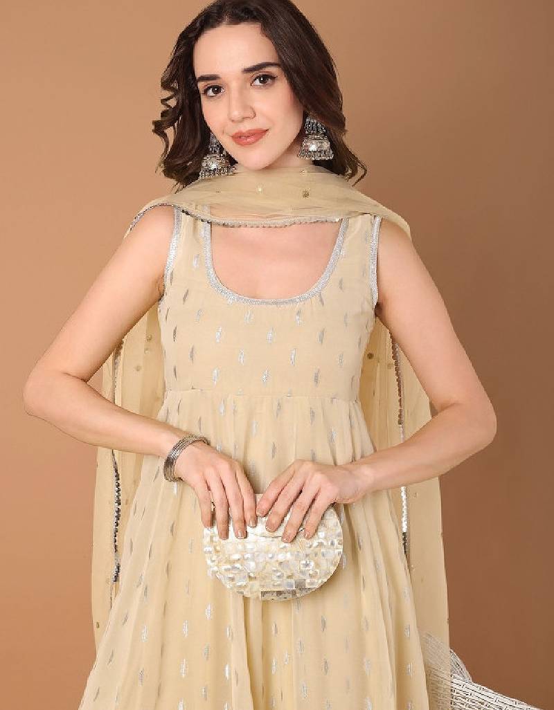 Women ethnic motifs embroidered festive anarkali kurta with dupatta