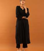 Women black modal chikankari embroidered kurta