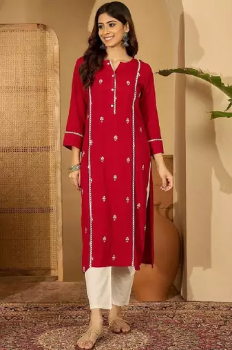 Embroidered straight kurtas
