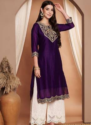 Women embroidered thread work grandeur & majestic artwork kurta 3