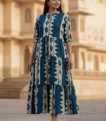 Women floral printed block print anarkali kurta