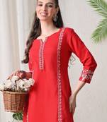 Women embroidered mirror work floral kurta