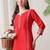 Women embroidered mirror work floral kurta