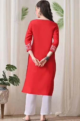 Women embroidered mirror work floral kurta
