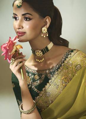 olive upada silk blend woven with lace border designer saree 5