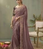 mauve upada silk blend woven with lace border designer saree