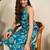 Women floral printed halter neck chanderi silk blend kurta