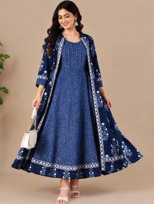 Women floral printed anarkali kurta 1