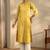 Women ethnic motifs embroidered keyhole neck thread work chanderi cotton kurta