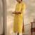 Women ethnic motifs embroidered keyhole neck thread work chanderi cotton kurta