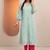 Women floral embroidered v-neck thread work chanderi cotton straight kurta