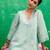 Women floral embroidered v-neck thread work chanderi cotton straight kurta