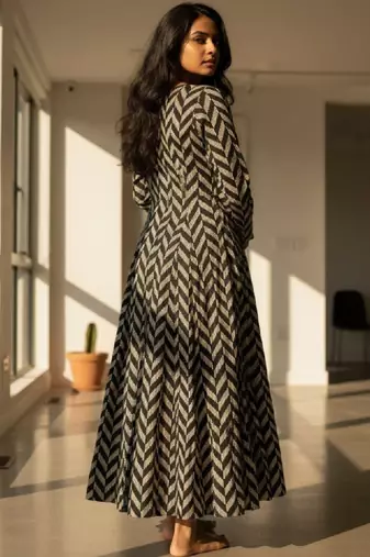 Women chevron printed anarkali kurta