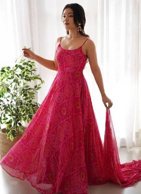 Women bandhani printed anarkali kurta 3