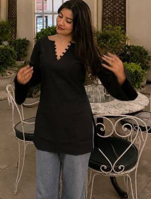 Women bell sleeves pure cotton kurta 1