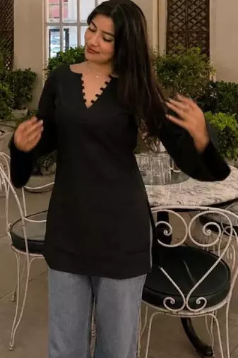 Women bell sleeves pure cotton kurta