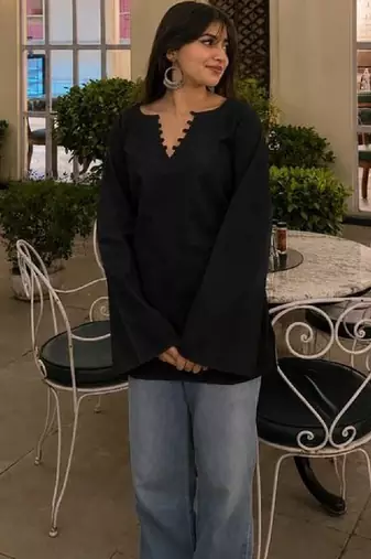 Women bell sleeves pure cotton kurta