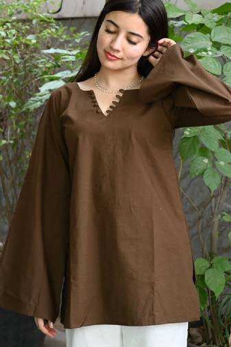 Women flared sleeves handloom kurta