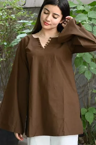 Women flared sleeves handloom kurta