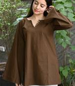 Women flared sleeves handloom kurta