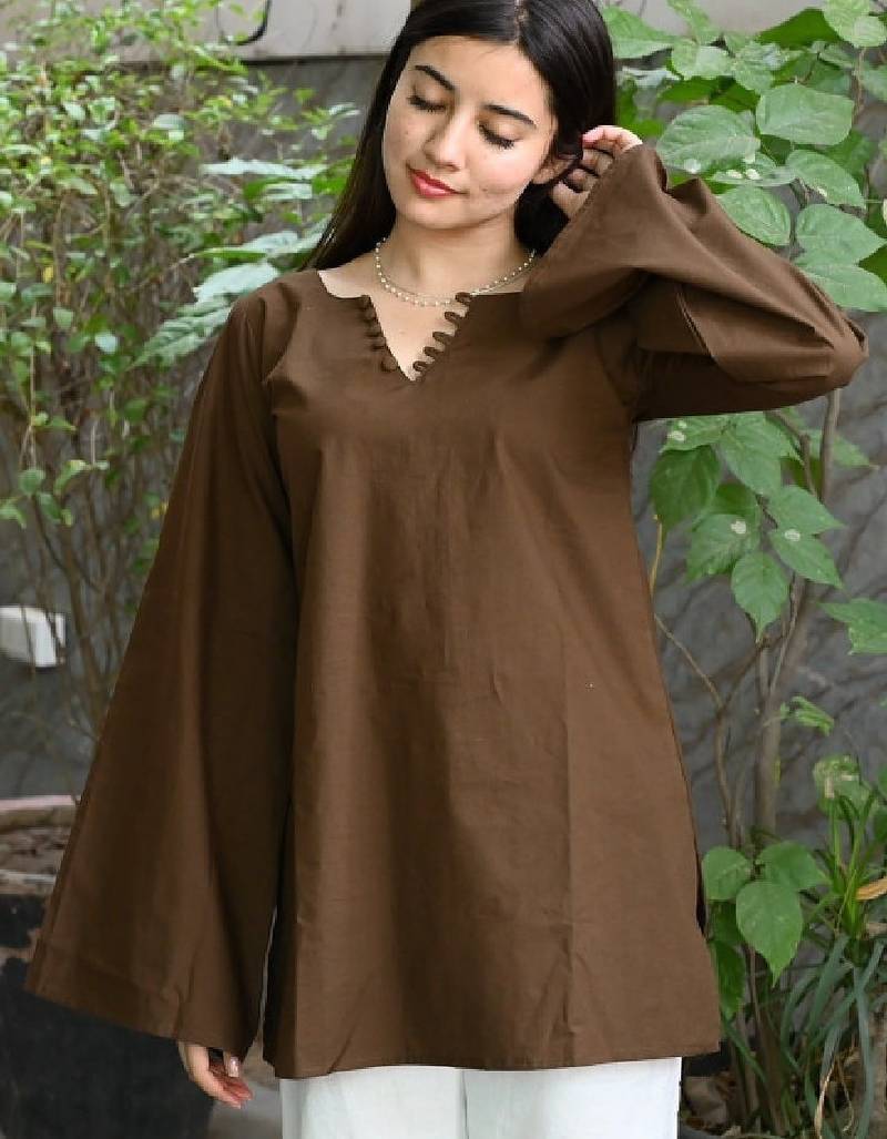 Women flared sleeves handloom kurta