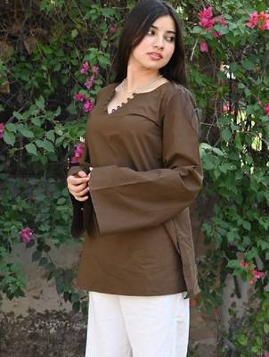 Women flared sleeves handloom kurta 3