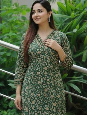 Women ethnic motifs printed kurta 2