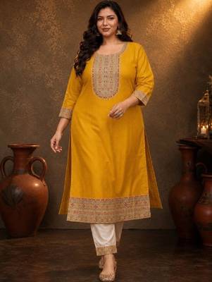 Women embroidered thread work kurta 1
